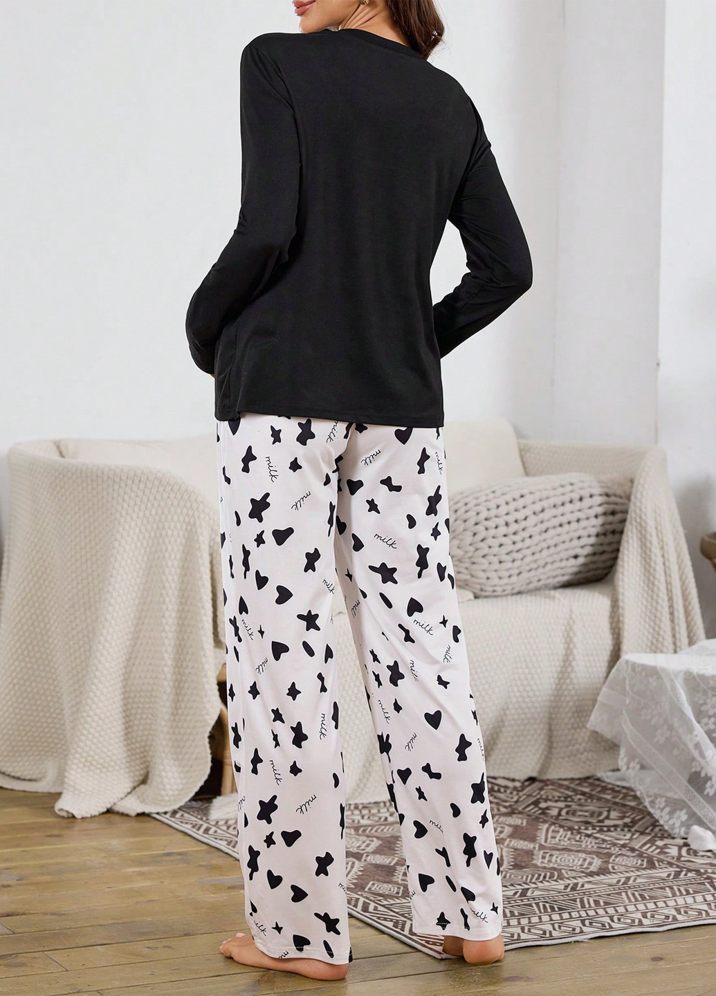 Черная всесезон пижама для беременных (лонгслив, брюки) лонгслив + брюки SHEIN