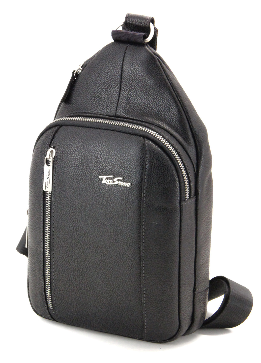 Сумка-рюкзак чоловіча шкіряна 911 B чорний Tom Stone (213138598)