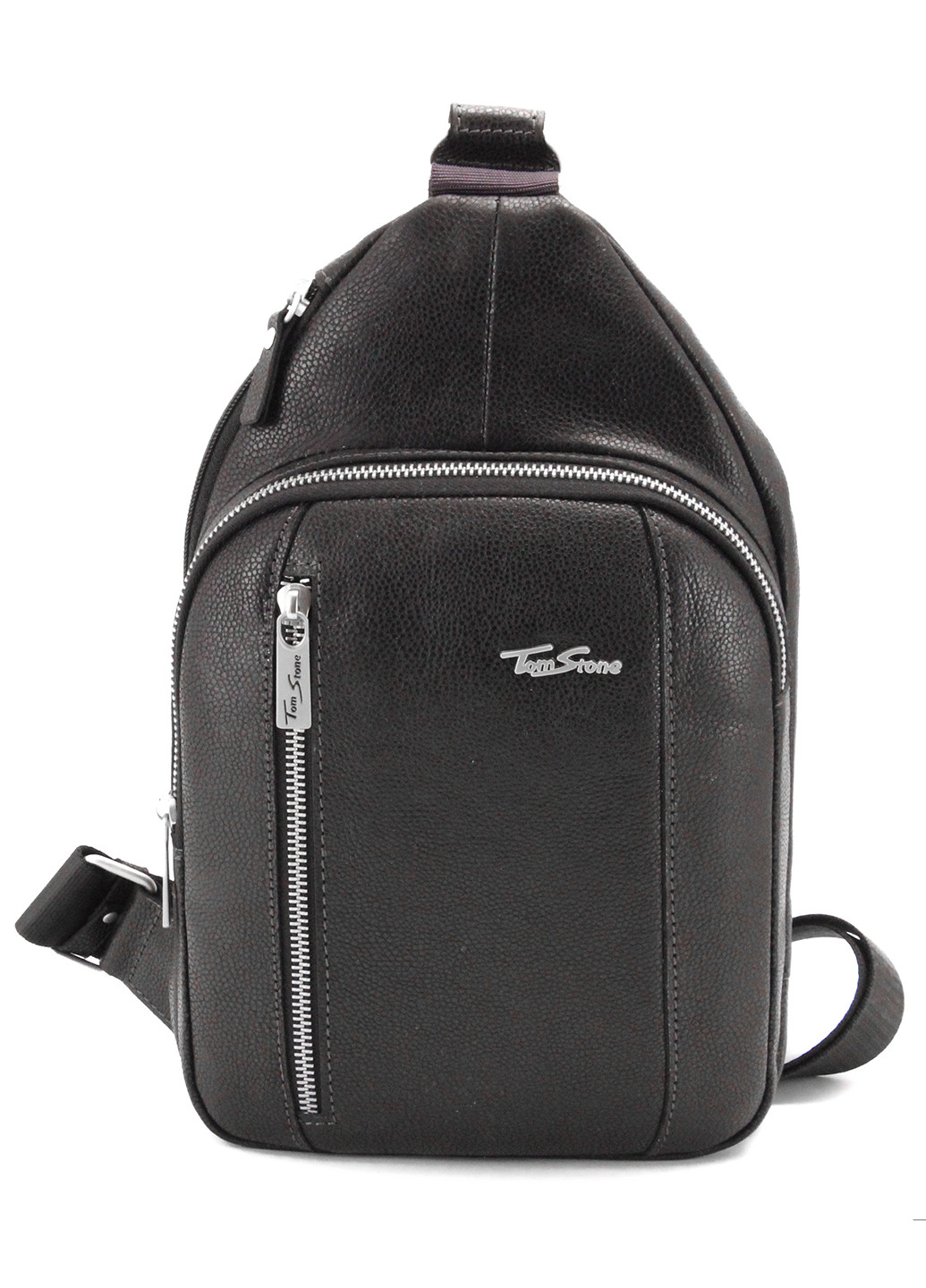 Сумка-рюкзак мужская кожаная 911 B черный Tom Stone (213138598)