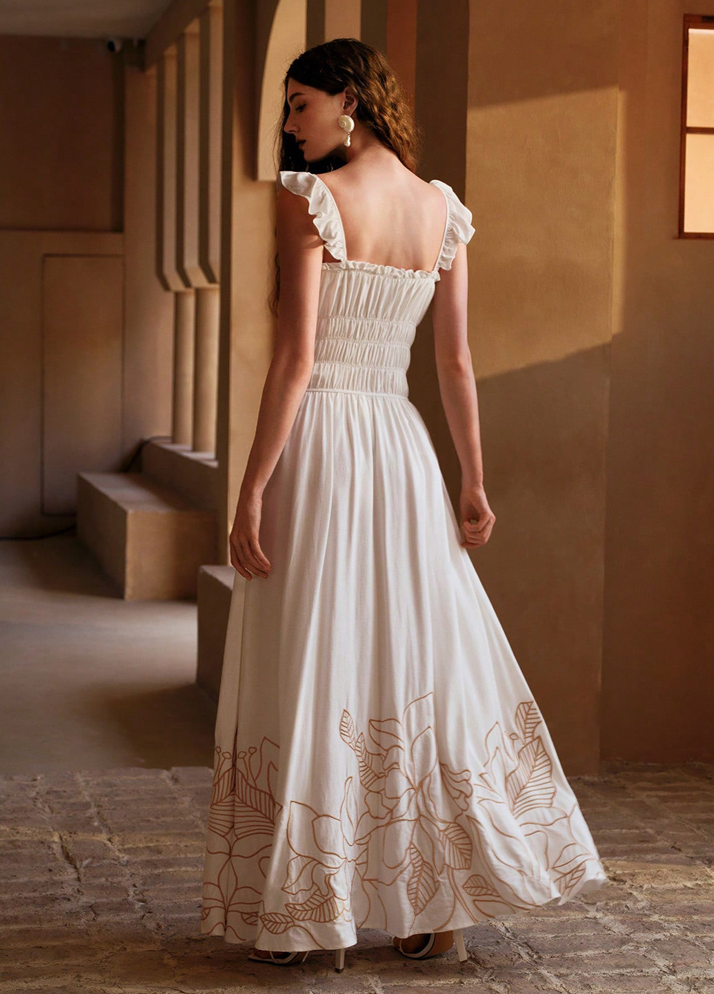 Молочна святковий, кежуал сукня кльош, з відкритою спиною SHEIN однотонна