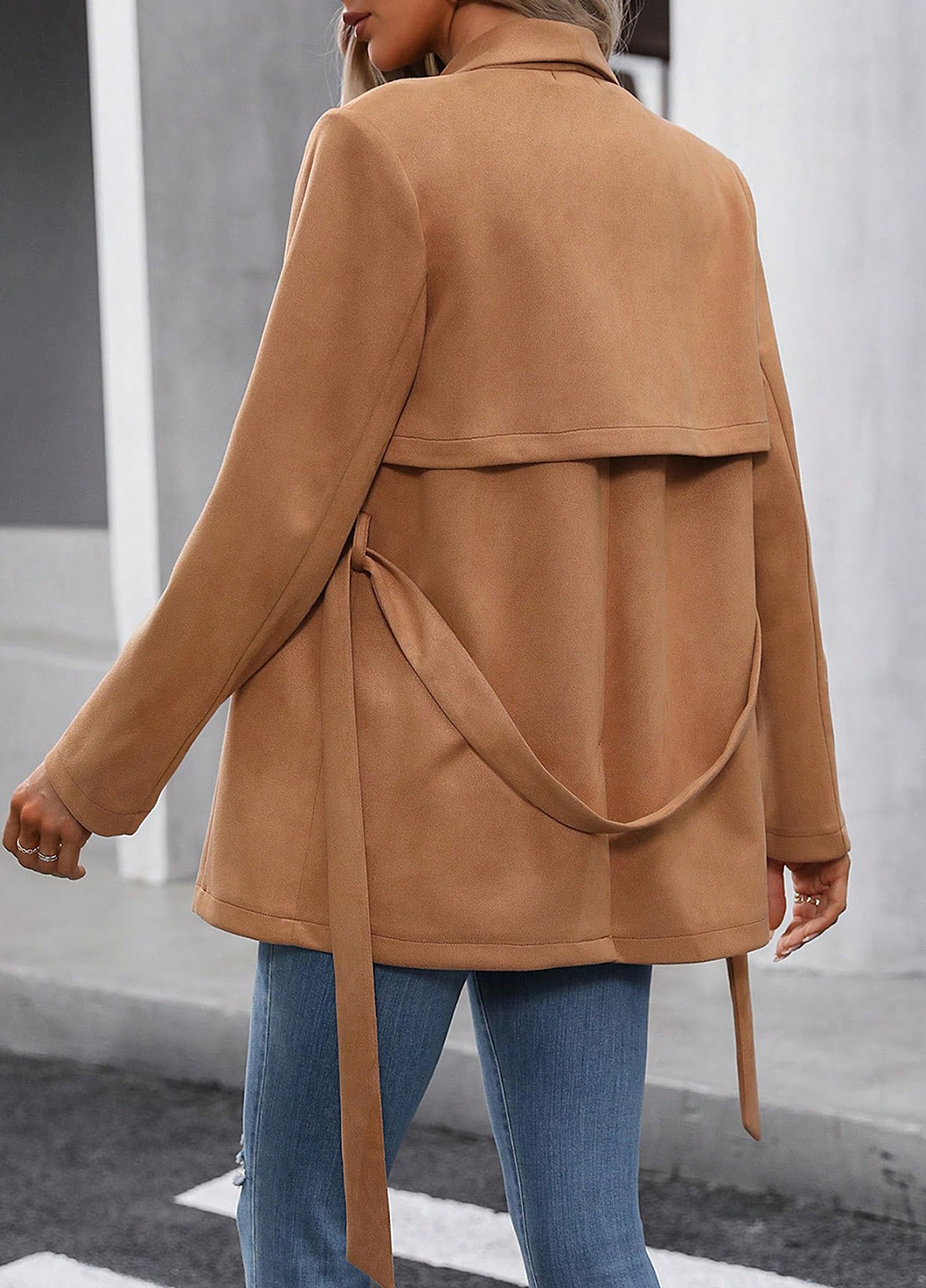 Светло-коричневое Кэжуал полупальто SHEIN однотонное