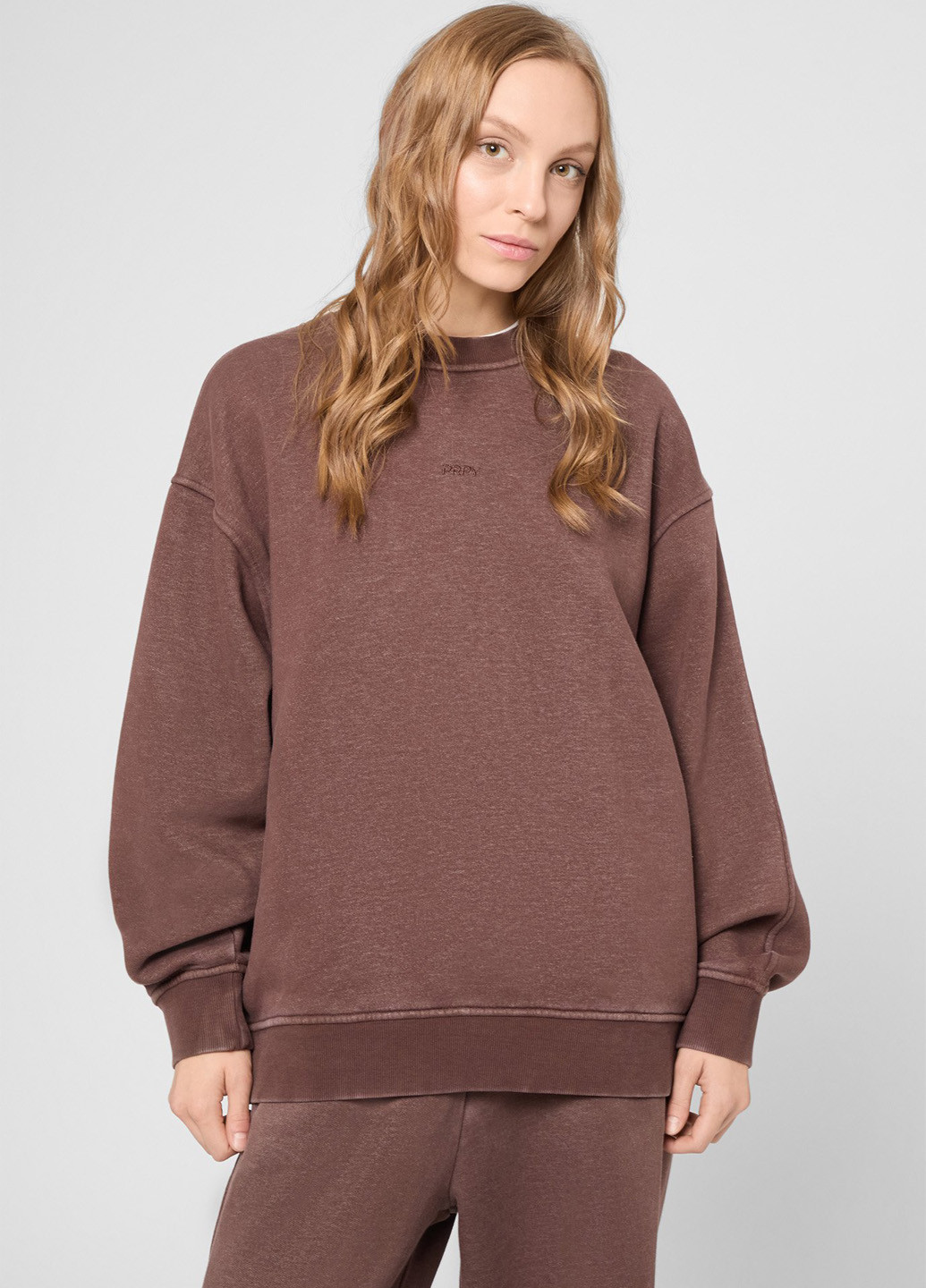 Коричневый свитшот PRPY меланж вышивка (366431579)