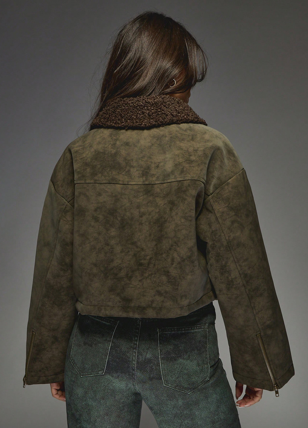 Оливковая (хаки) демисезонная куртка SHEIN