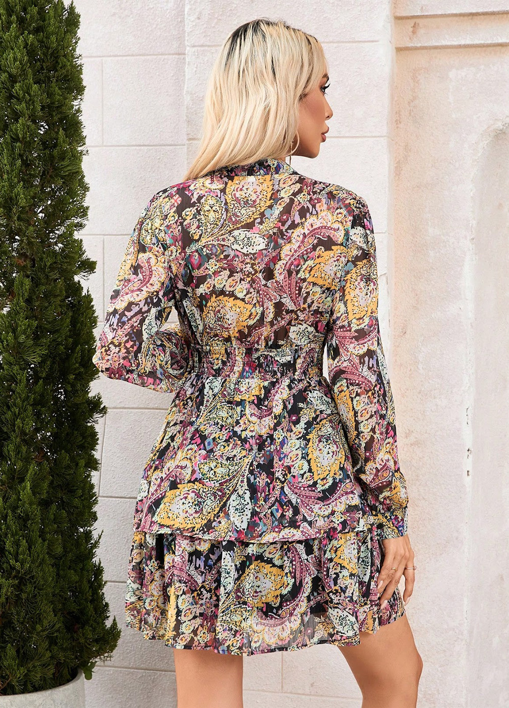 Комбинированное кэжуал платье клеш SHEIN с рисунком