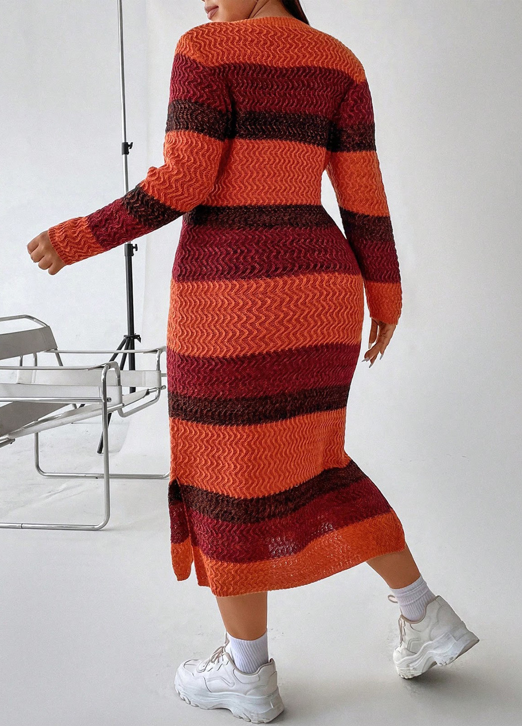 Комбинированное кэжуал платье платье-свитер SHEIN в полоску