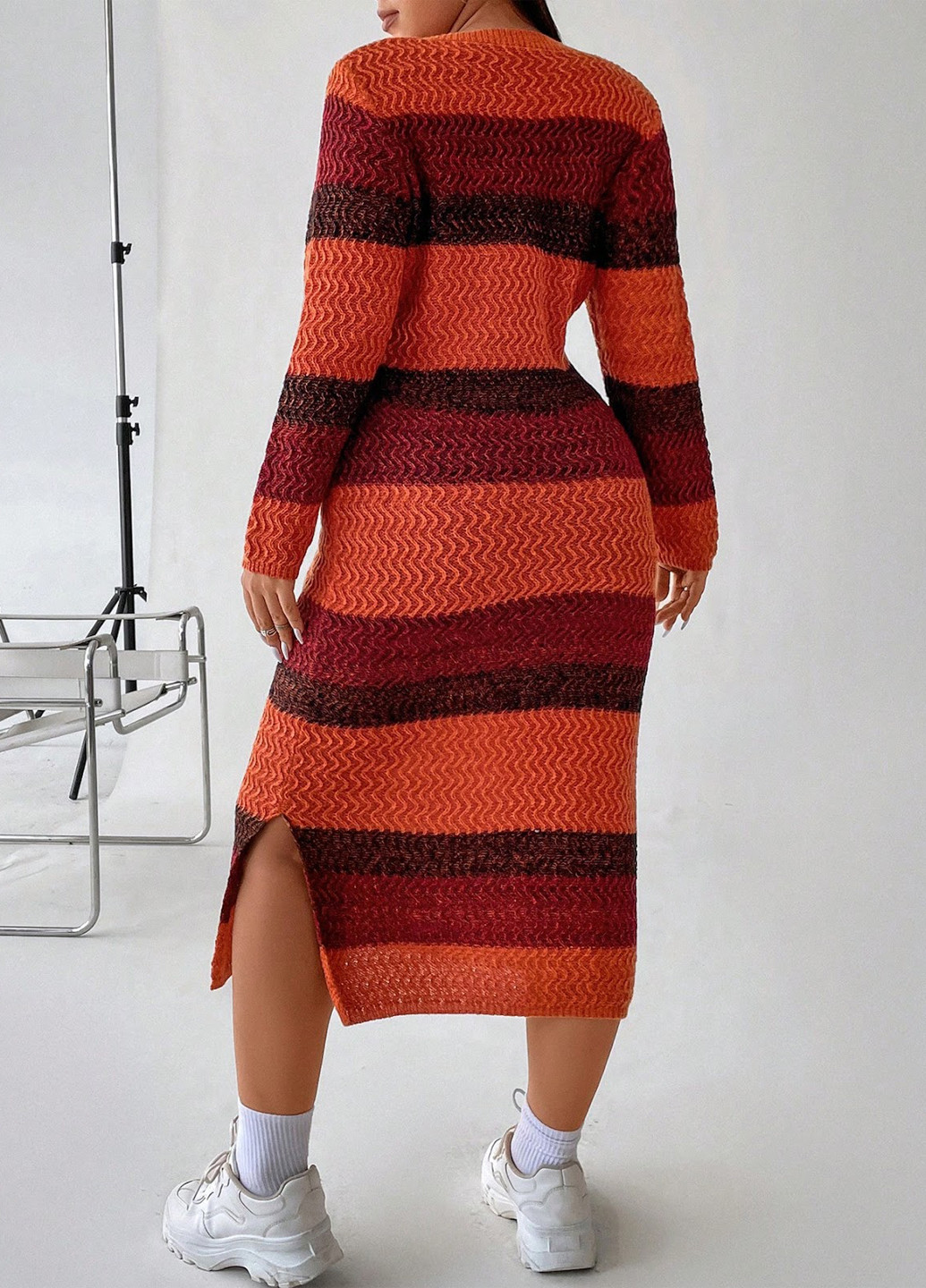 Комбинированное кэжуал платье платье-свитер SHEIN в полоску