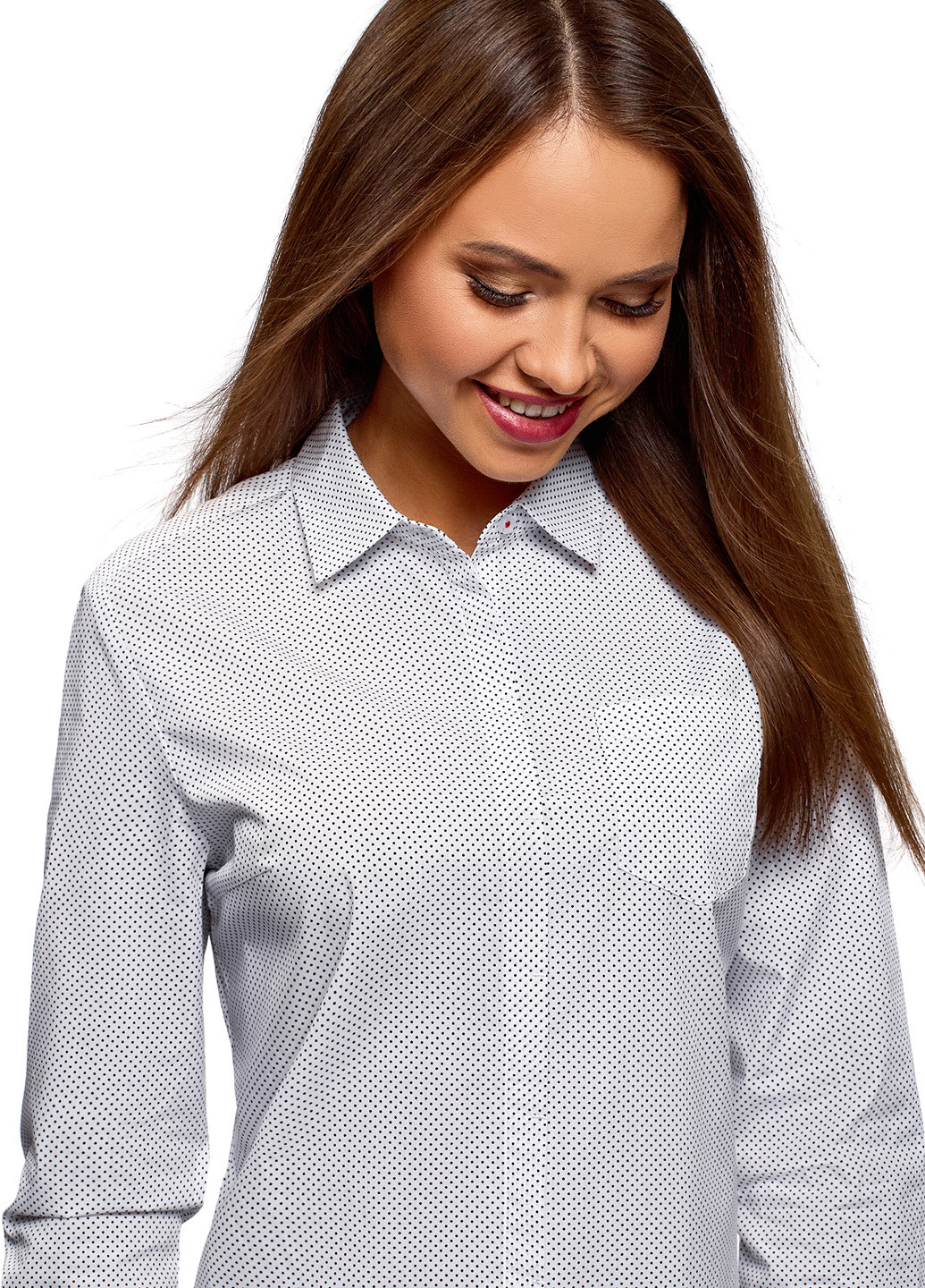 Белая кэжуал рубашка с геометрическим узором Oodji