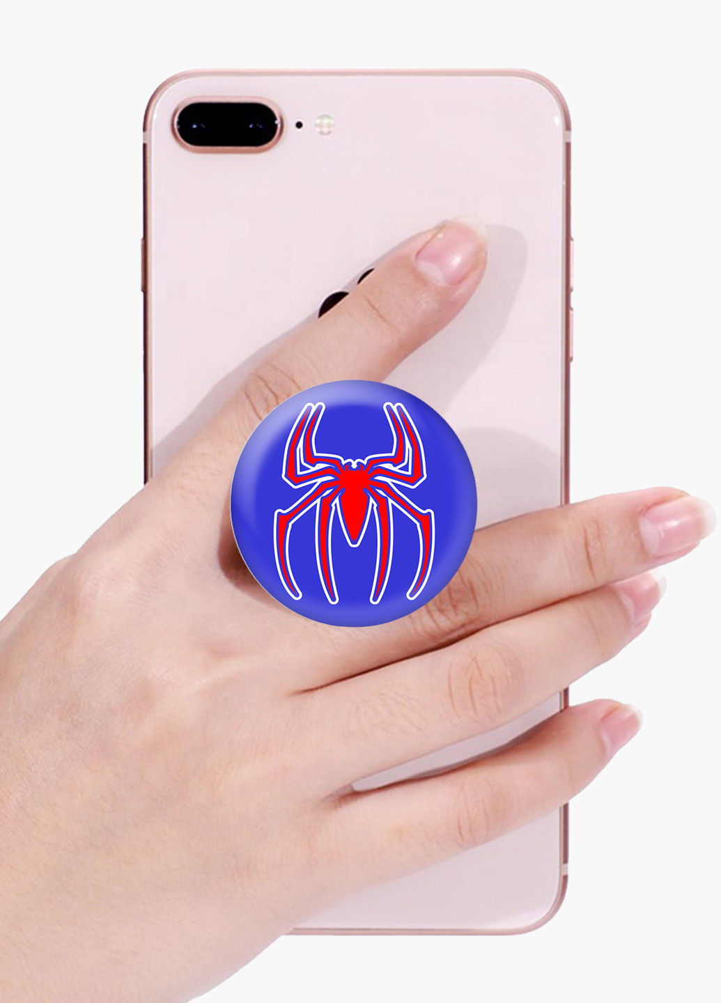 Попсокет (Popsockets) тримач для смартфону Людина павук Марвел (Spiderman Marvel) (8754-1446) Чорний MobiPrint (216748398)
