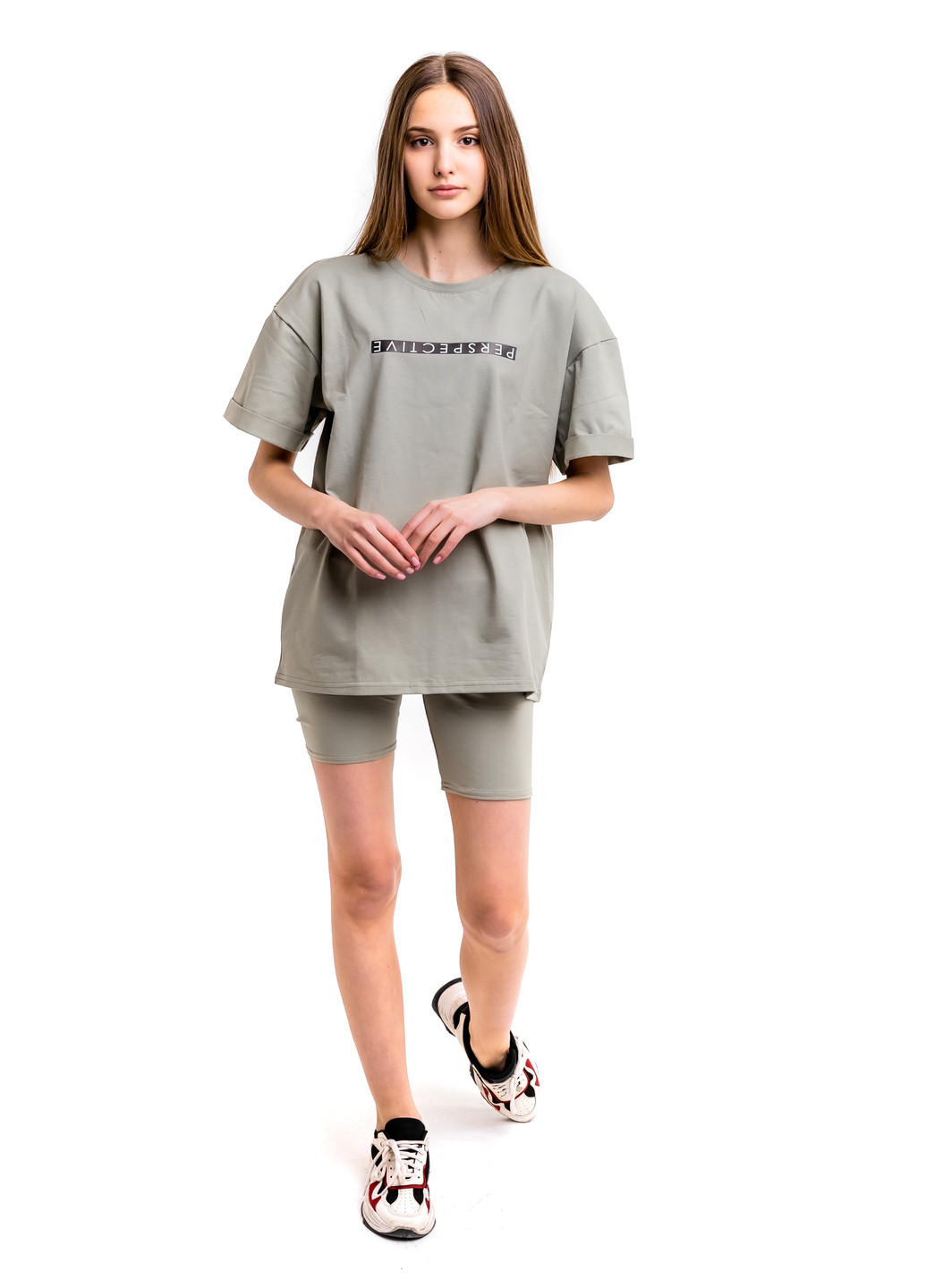 Футболка Comfort жіноча Oversize з принтом Perspective оливкова Intruder - (233042609)