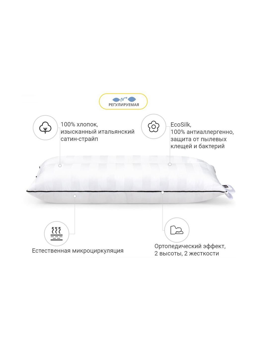 Подушка ортопедична Premium антиалергенна 50x70 см (2200000008558) Mirson (254081796)