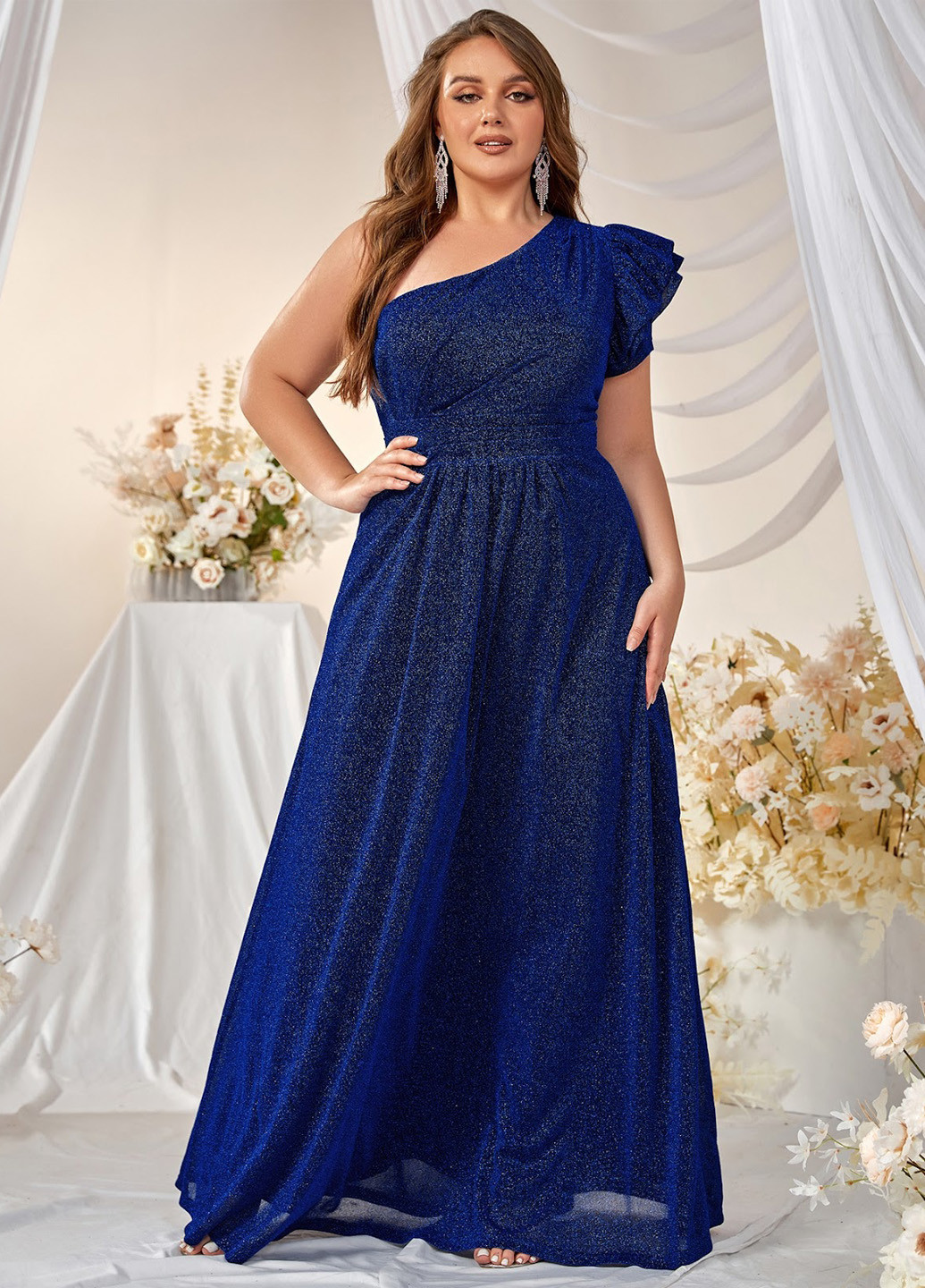 Синя святковий, вечірня сукня кльош SHEIN однотонна