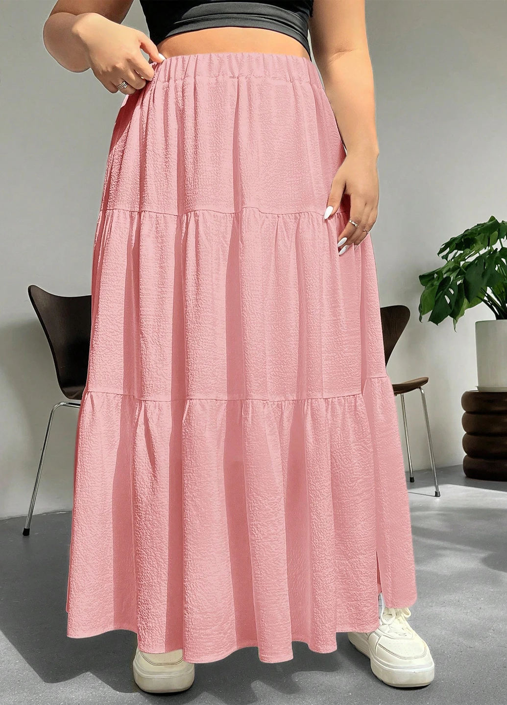 Светло-розовая кэжуал однотонная юбка SHEIN