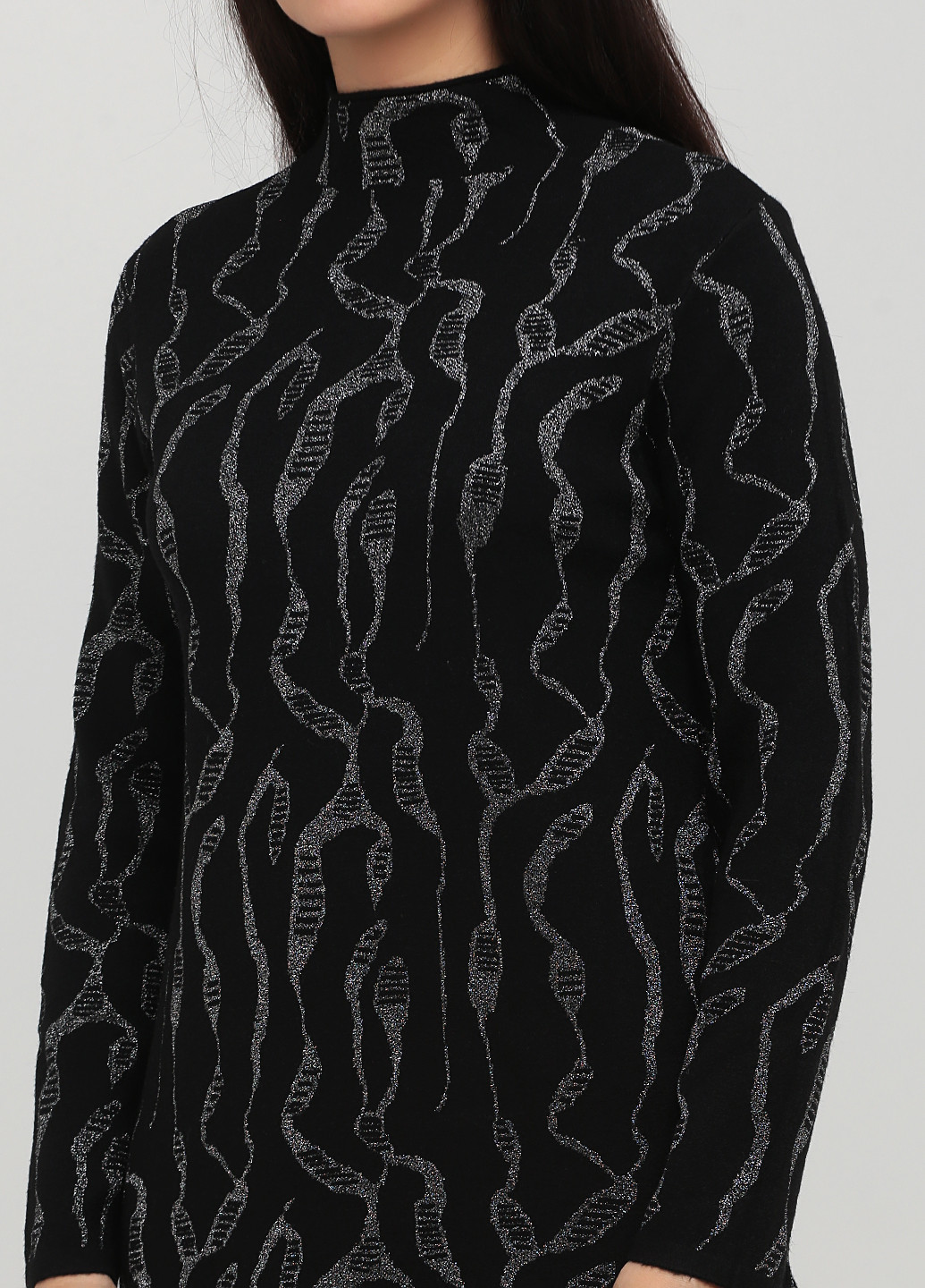 Черное кэжуал платье платье-свитер Kiss Me с рисунком