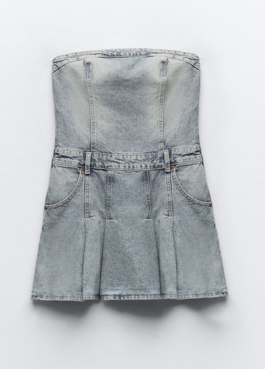 Голубое джинсовое, кэжуал платье с открытыми плечами Zara однотонное