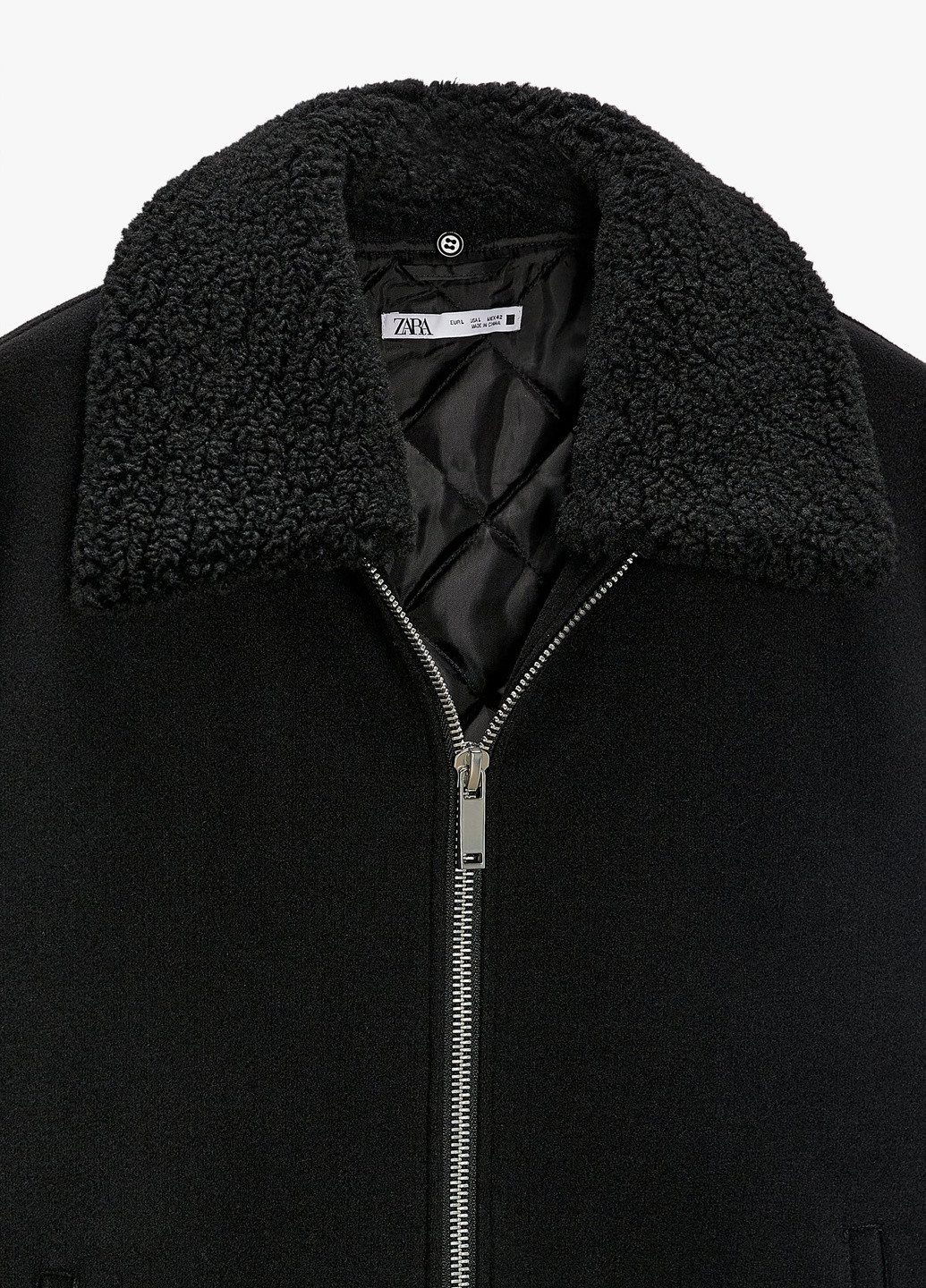 Черная куртка с пришитым комиром Zara