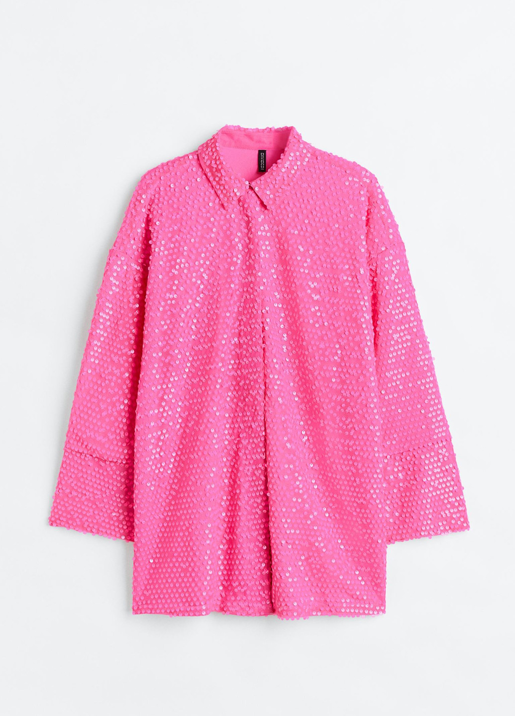Розовое вечернее платье рубашка H&M однотонное