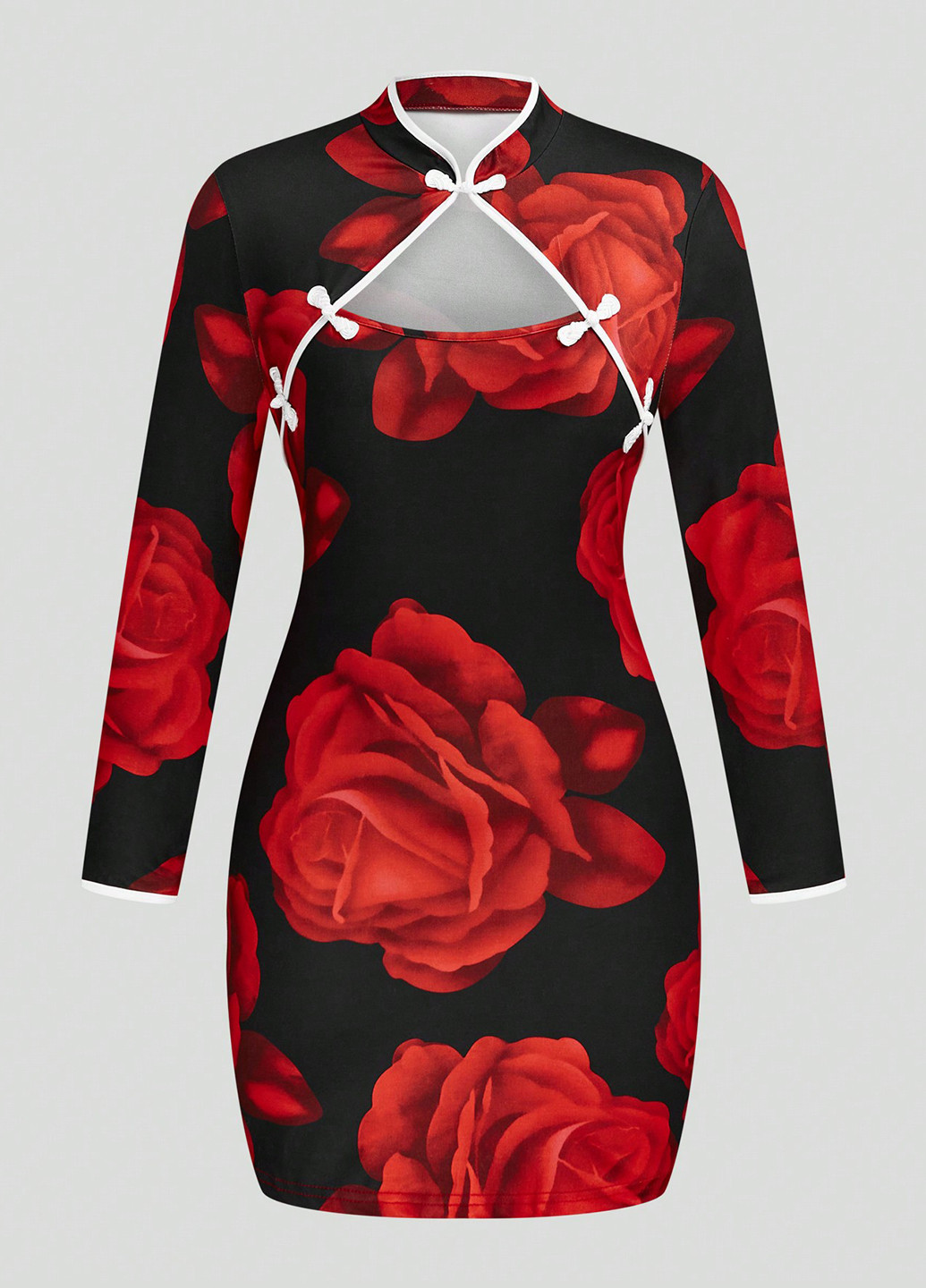 Черное коктейльное, праздничный, вечернее платье а-силуэт, футляр SHEIN розы