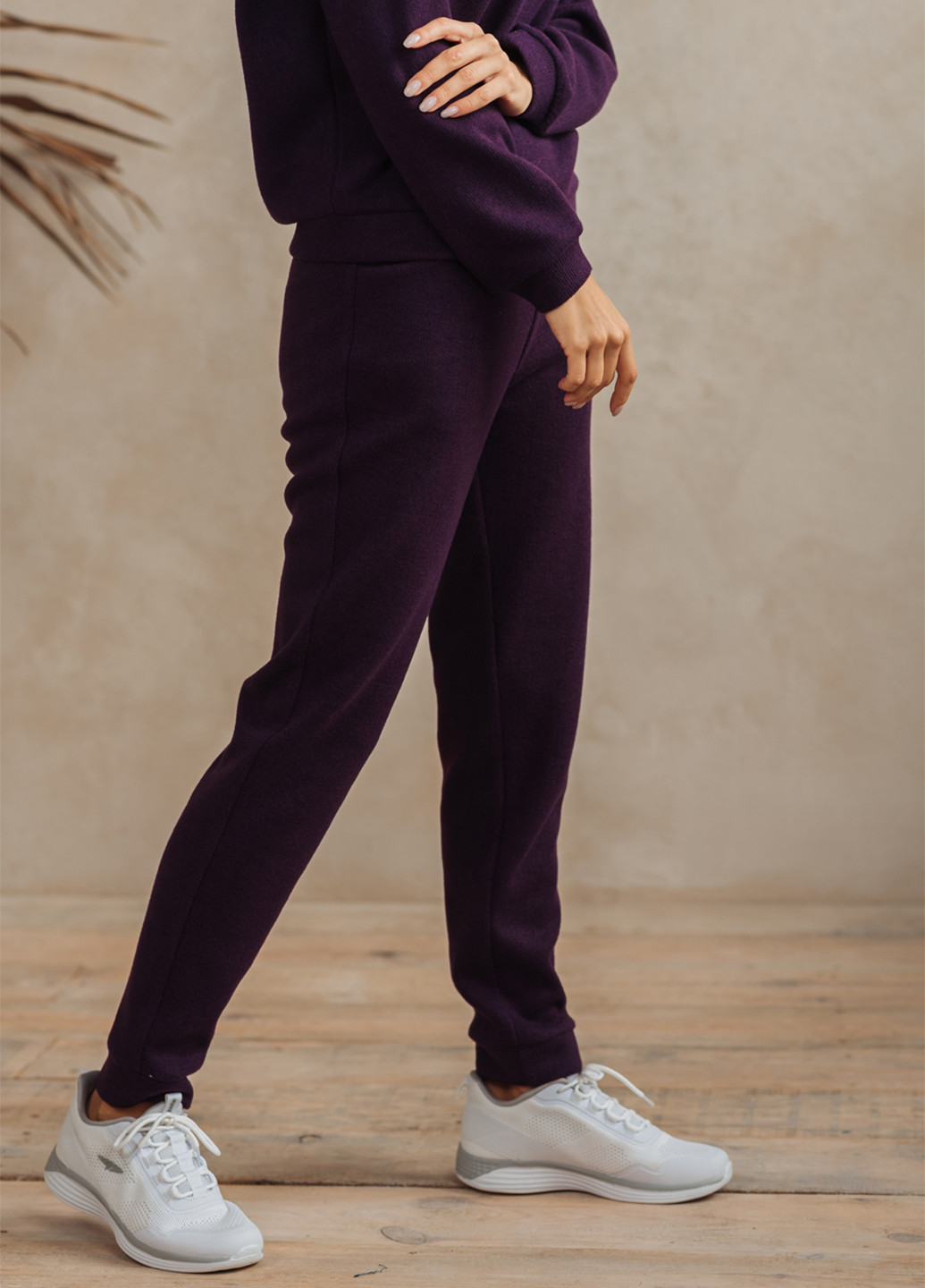 Костюм (свитшот, брюки) Azuri меланж тёмно-фиолетовый спортивный шерсть