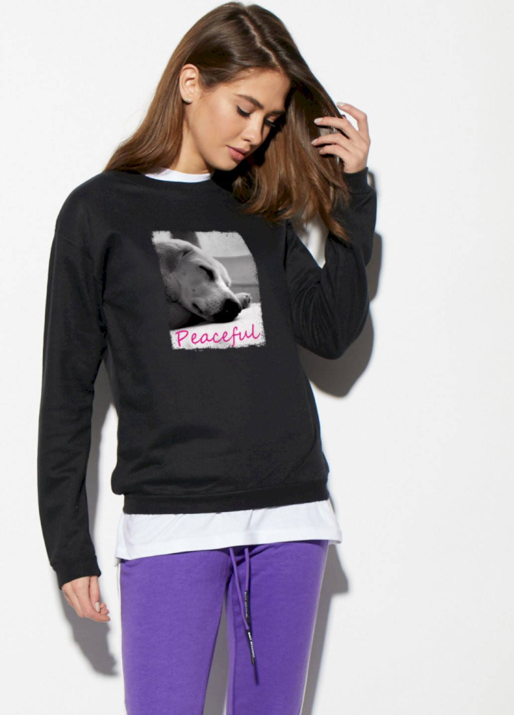 Чорний світшот жіночий /no flis/ YAPPI малюнок (251467739)