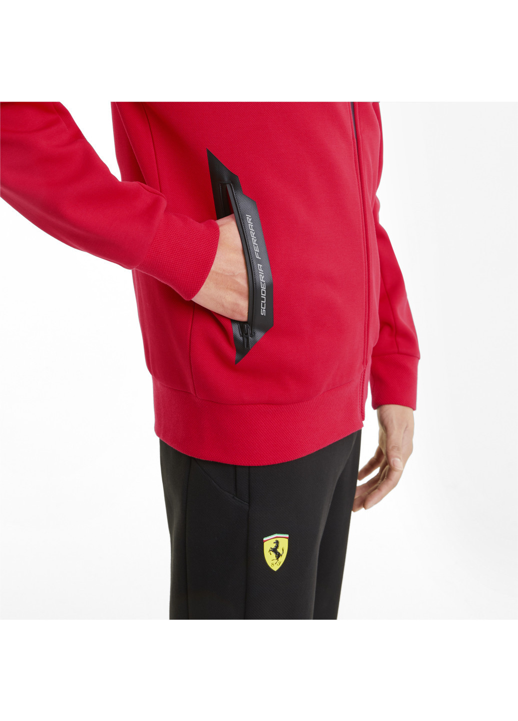 Толстовка Scuderia Ferrari Style Hooded Men's Sweat Jacket Puma однотонна чорна спортивна бавовна, поліестер, еластан