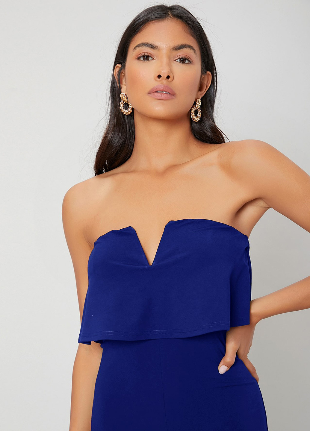 Комбінезон SHEIN комбінезон-брюки однотонний темно-синій вечірній віскоза