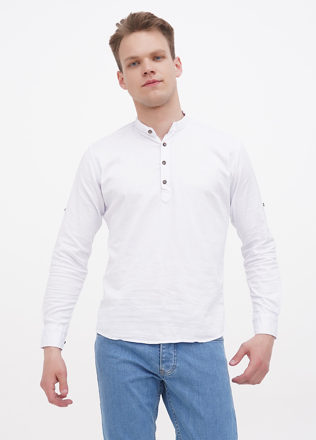 Белая кэжуал рубашка однотонная Ruff