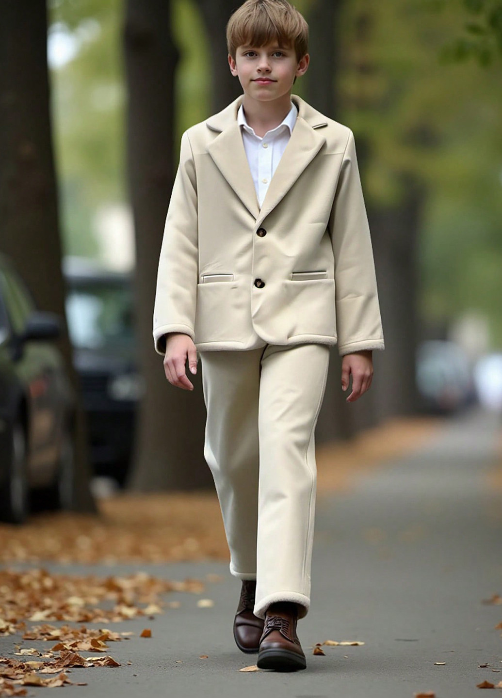 Светло-бежевый демисезонный костюм (пиджак, брюки) брючный SHEIN