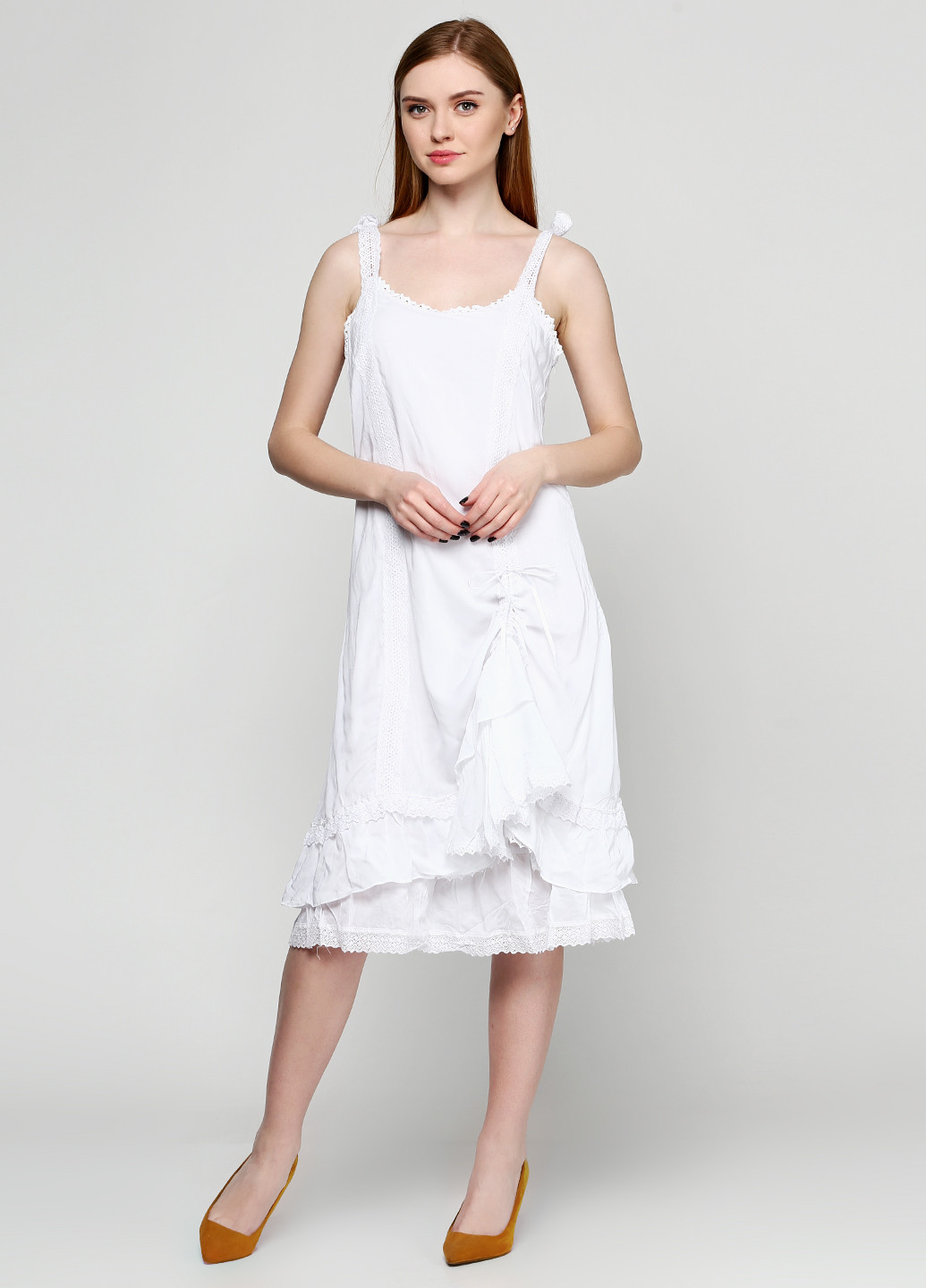 Белое кэжуал платье My Collection однотонное
