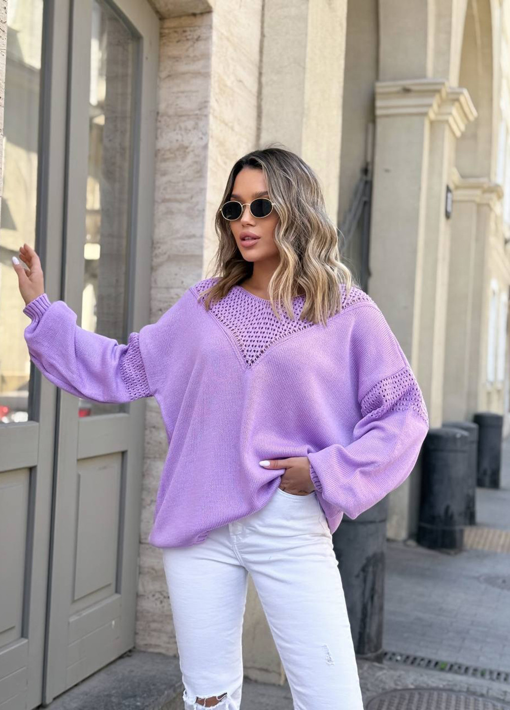 Бузковий демісезонний пуловер пуловер No Brand