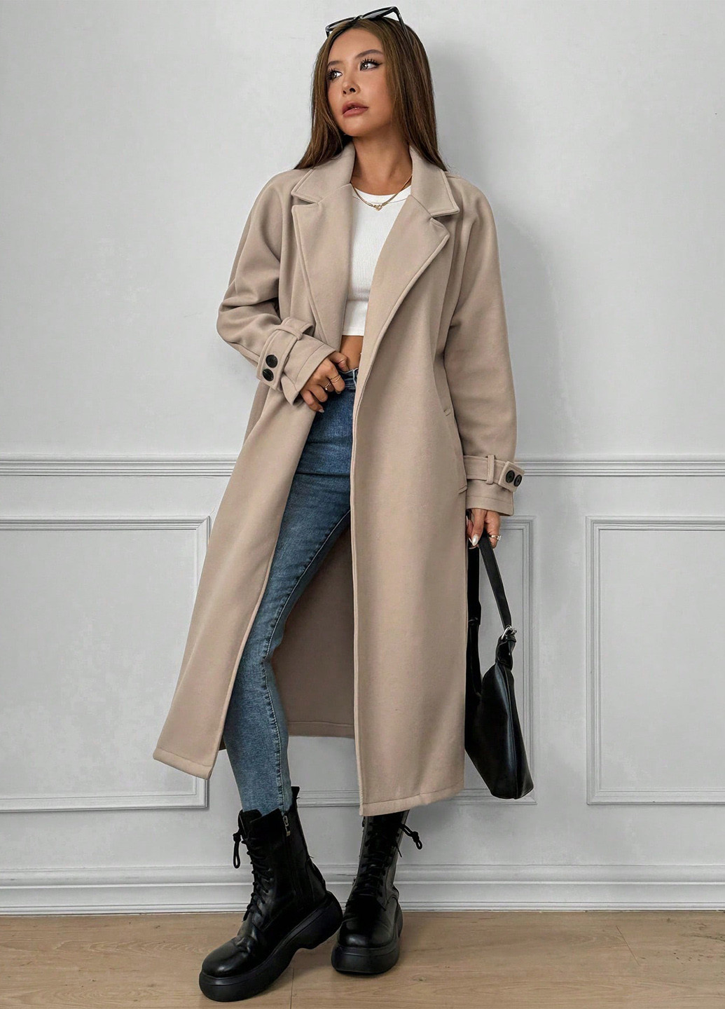 Бежеве демісезонне Пальто SHEIN