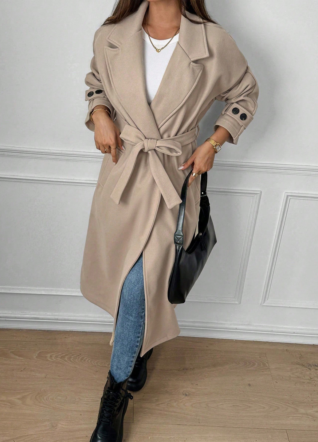 Бежеве демісезонне Пальто SHEIN