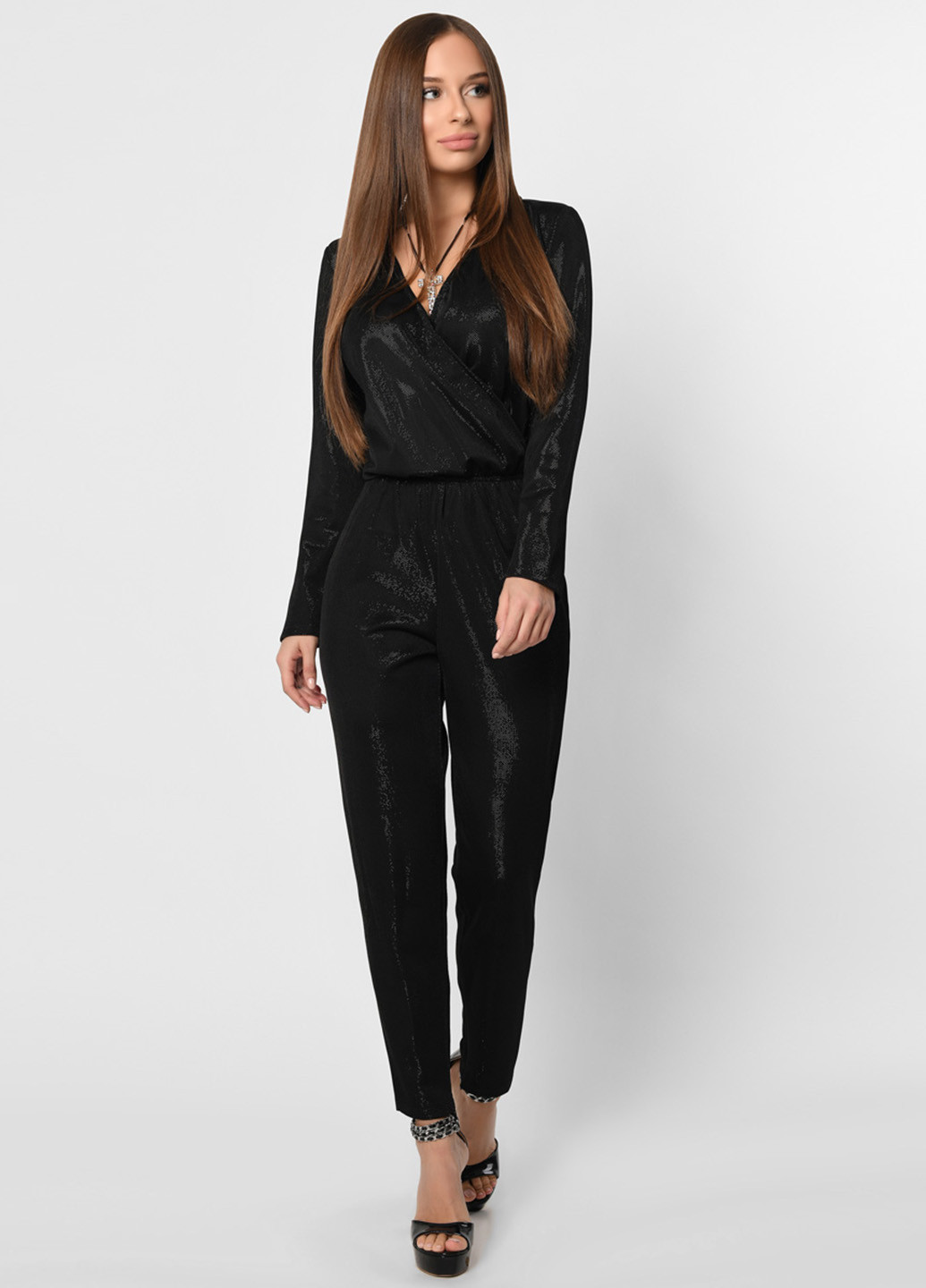 Комбинезон Carica комбинезон-брюки однотонный чёрный кэжуал полиэстер