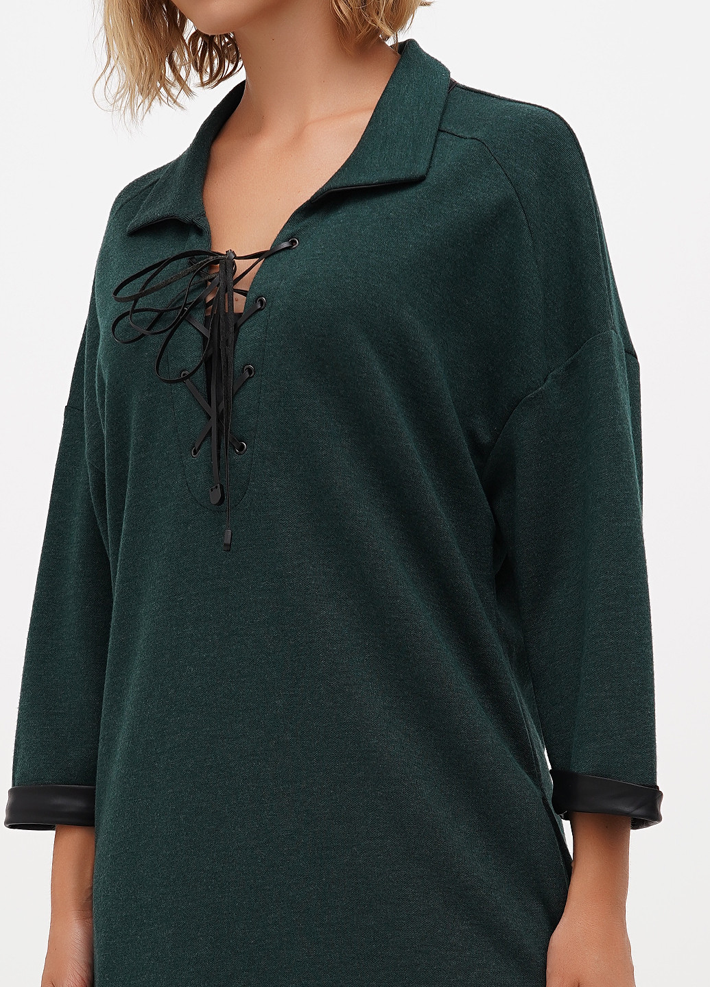 Зеленое кэжуал платье Sassofono меланжевое