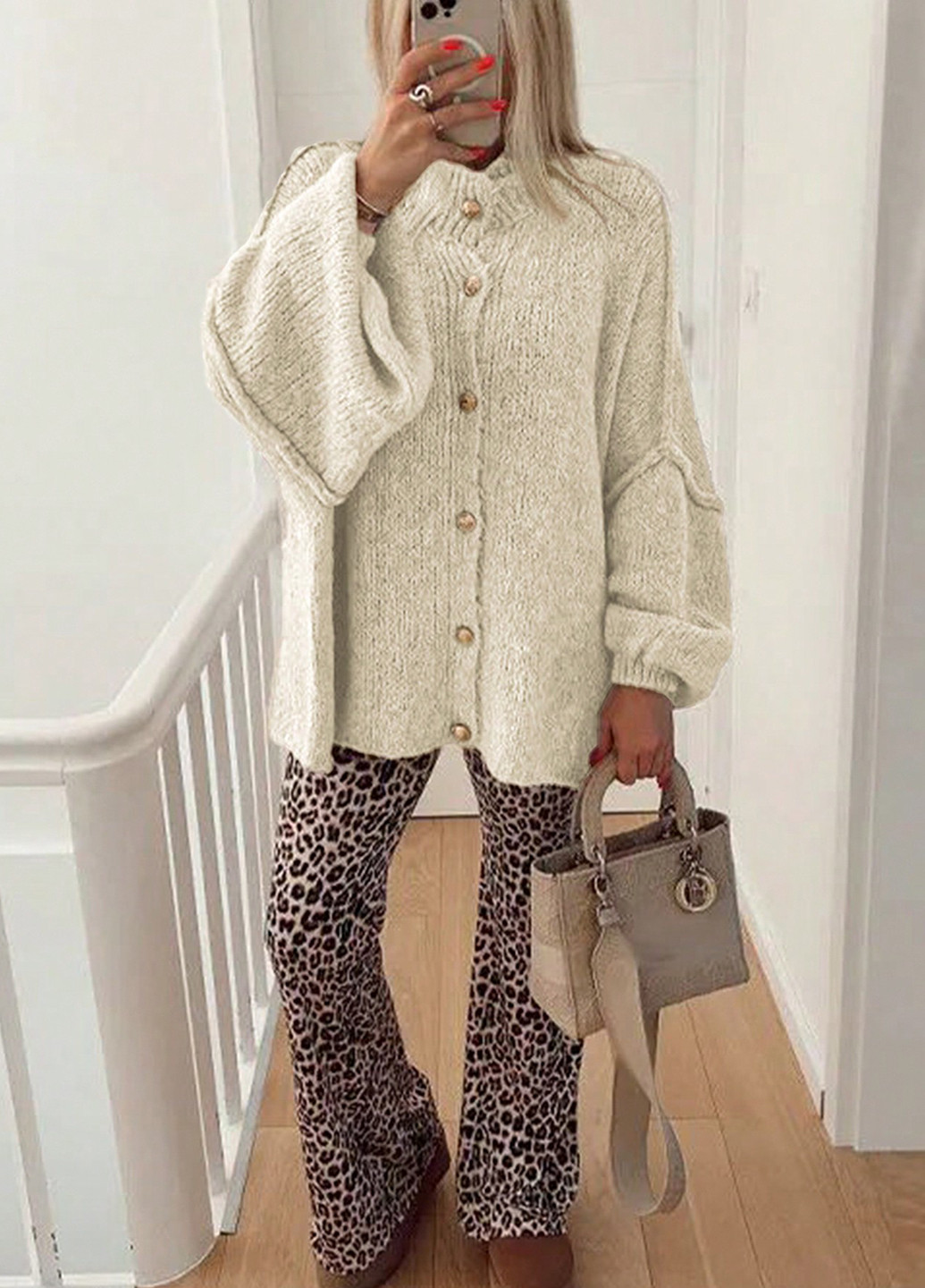 Кремовый демисезонный кардиган SHEIN