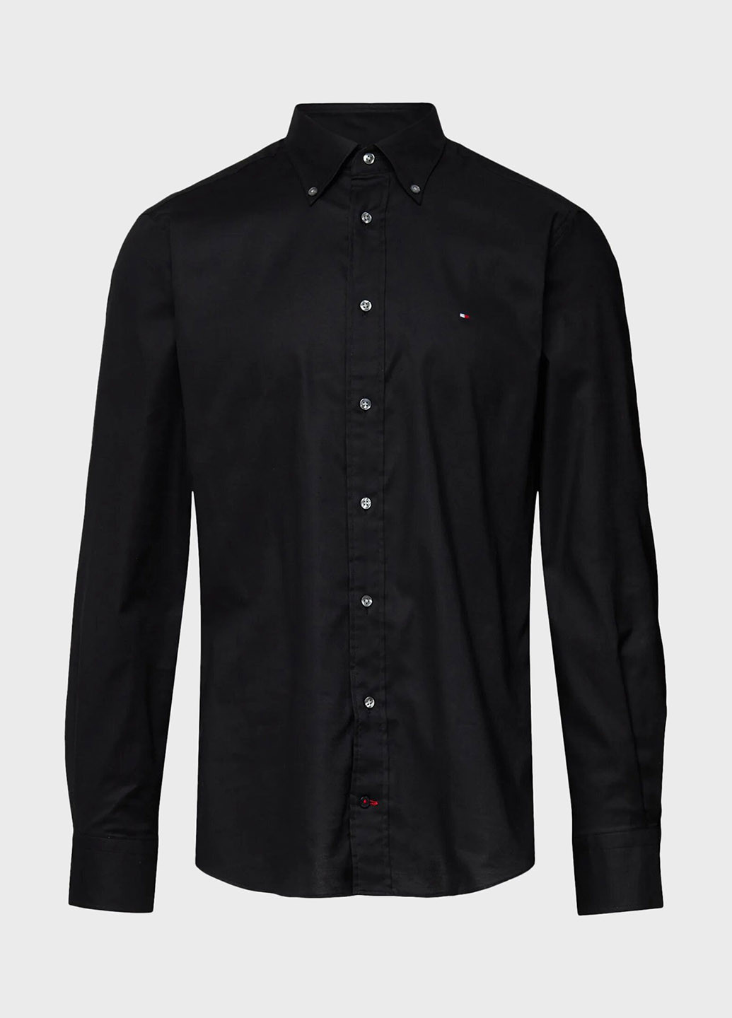 Черная кэжуал рубашка однотонная Tommy Hilfiger