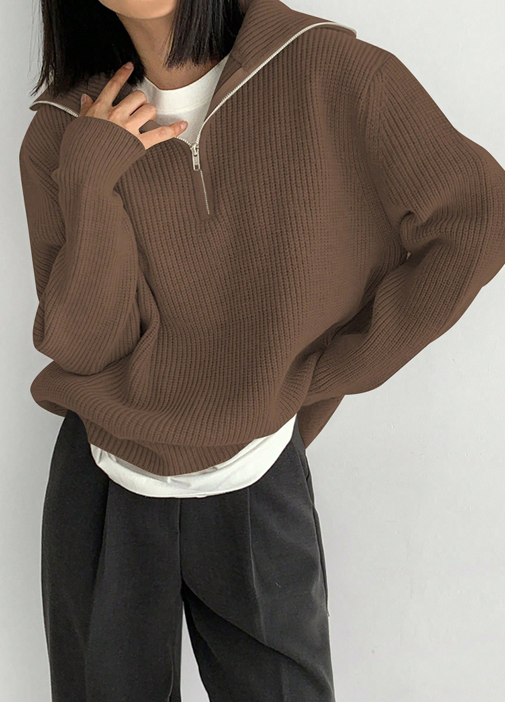 Кавовий демісезонний светр SHEIN