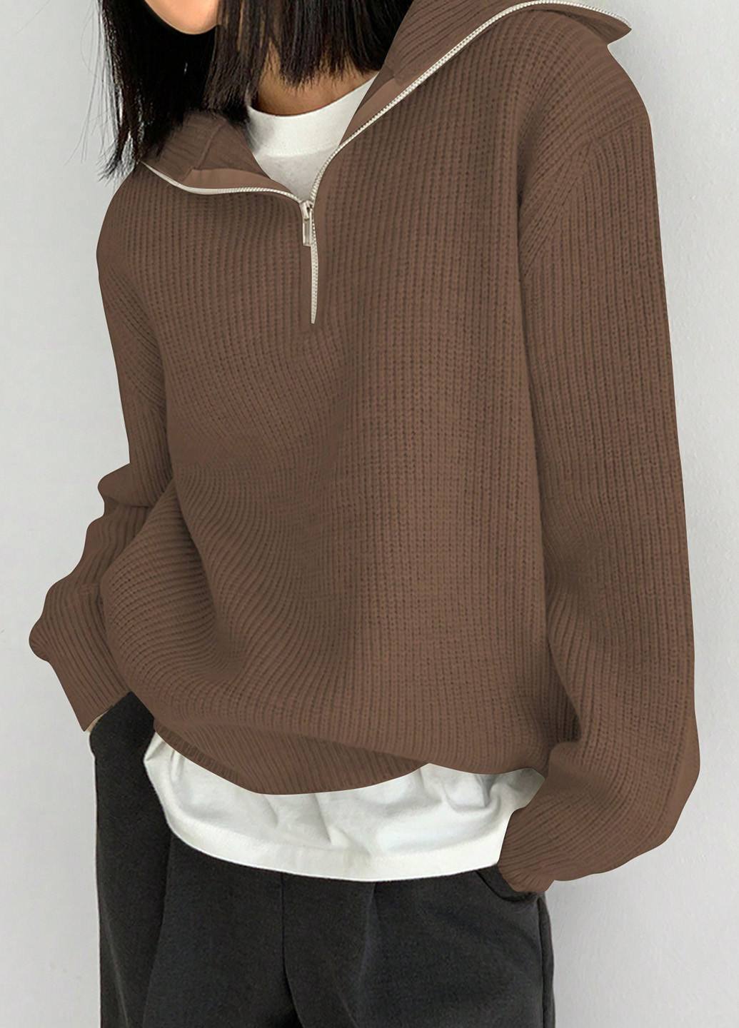 Кавовий демісезонний светр SHEIN