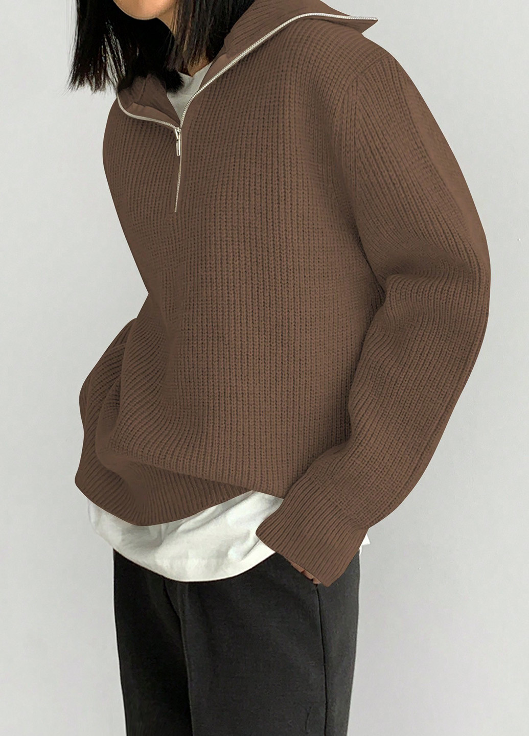Кавовий демісезонний светр SHEIN
