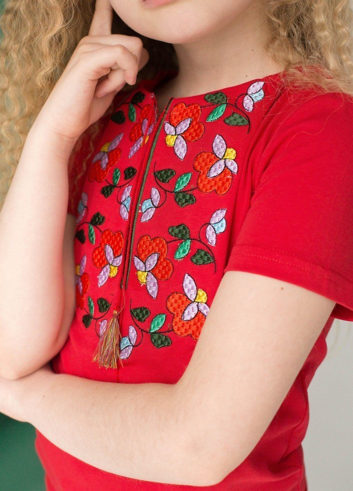 Вышитая футболка для девочки с коротким рукавом Берегиня Melanika (228040577)