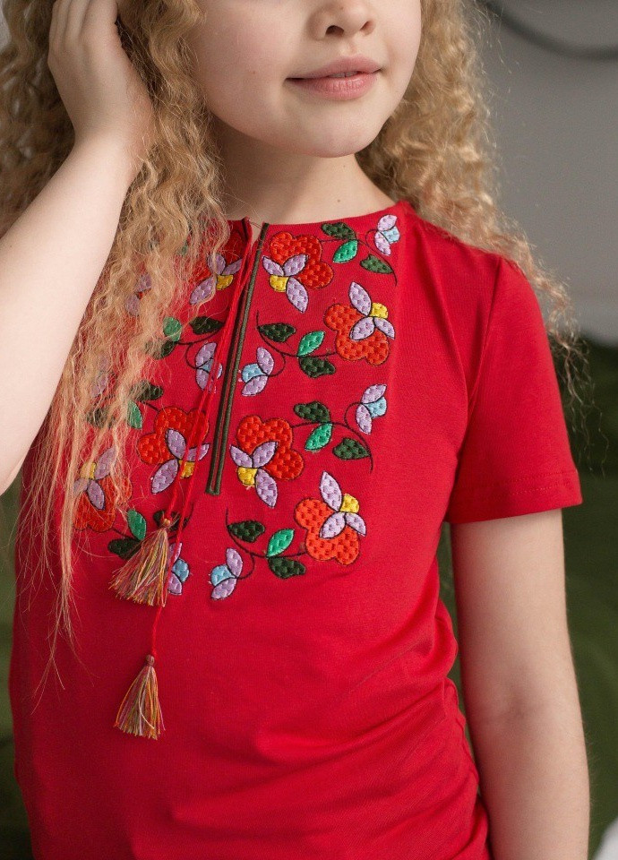 Вышитая футболка для девочки с коротким рукавом Берегиня Melanika (228040577)