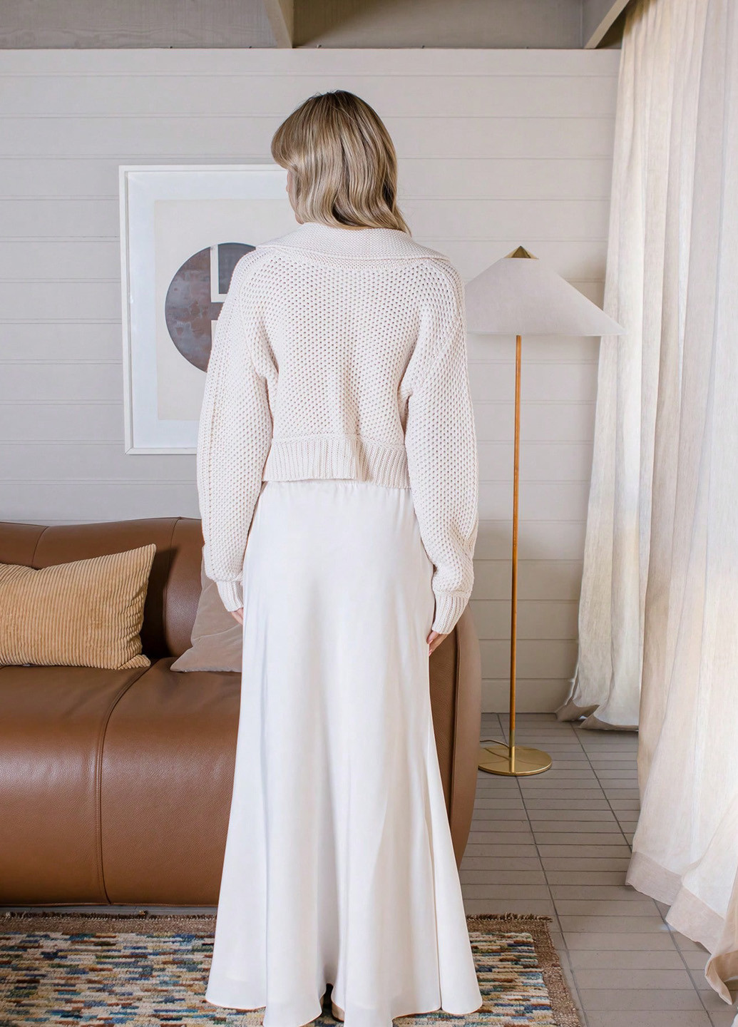 Молочная кэжуал однотонная юбка SHEIN