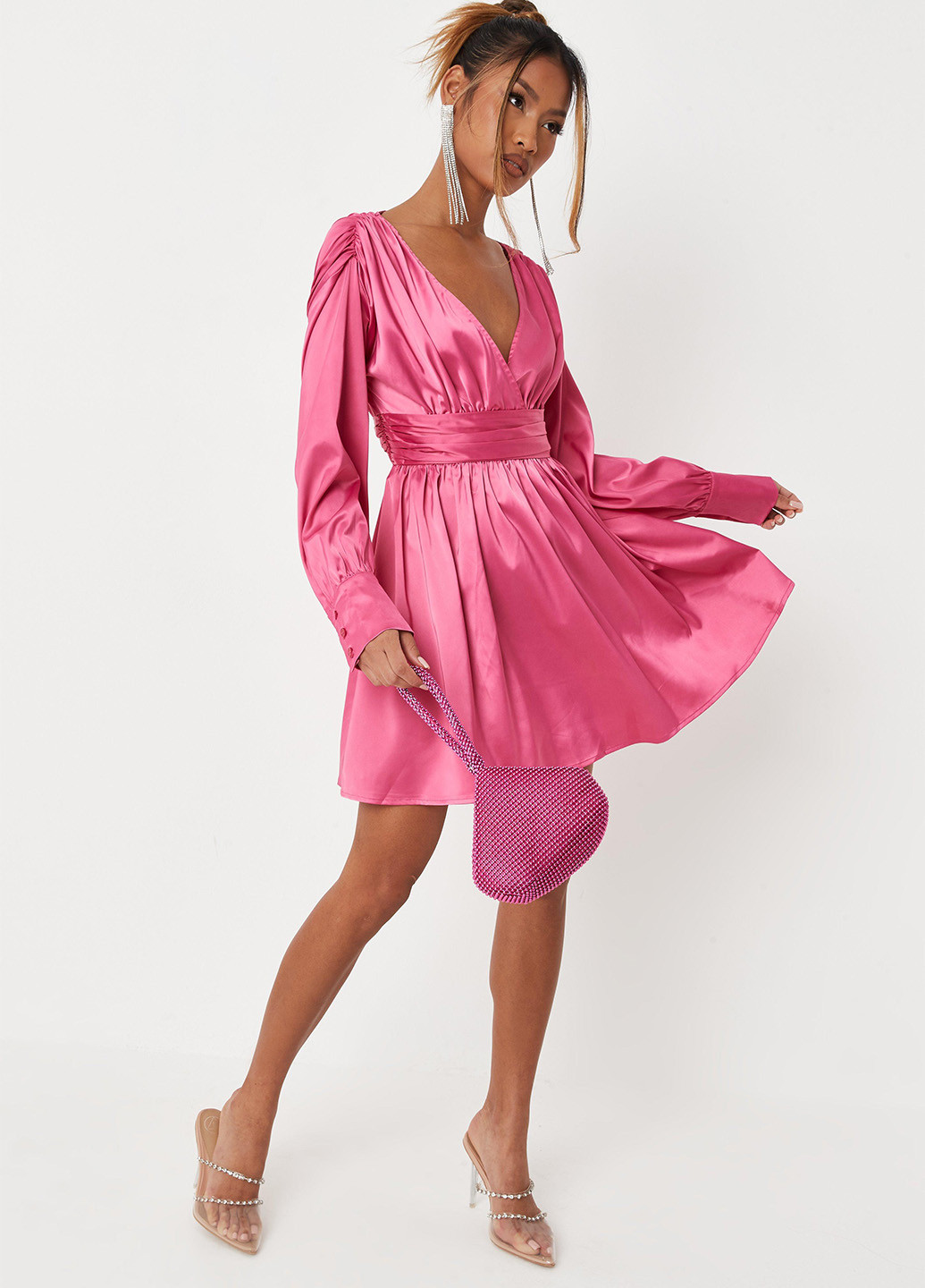 Розовое кэжуал, вечернее платье Missguided однотонное