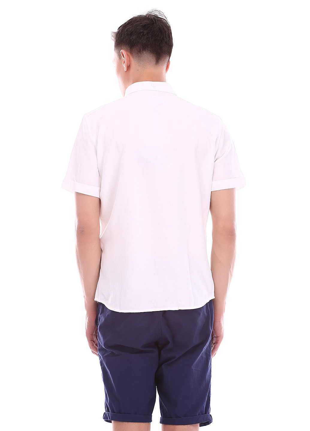 Белая кэжуал рубашка однотонная Sun Valley с коротким рукавом