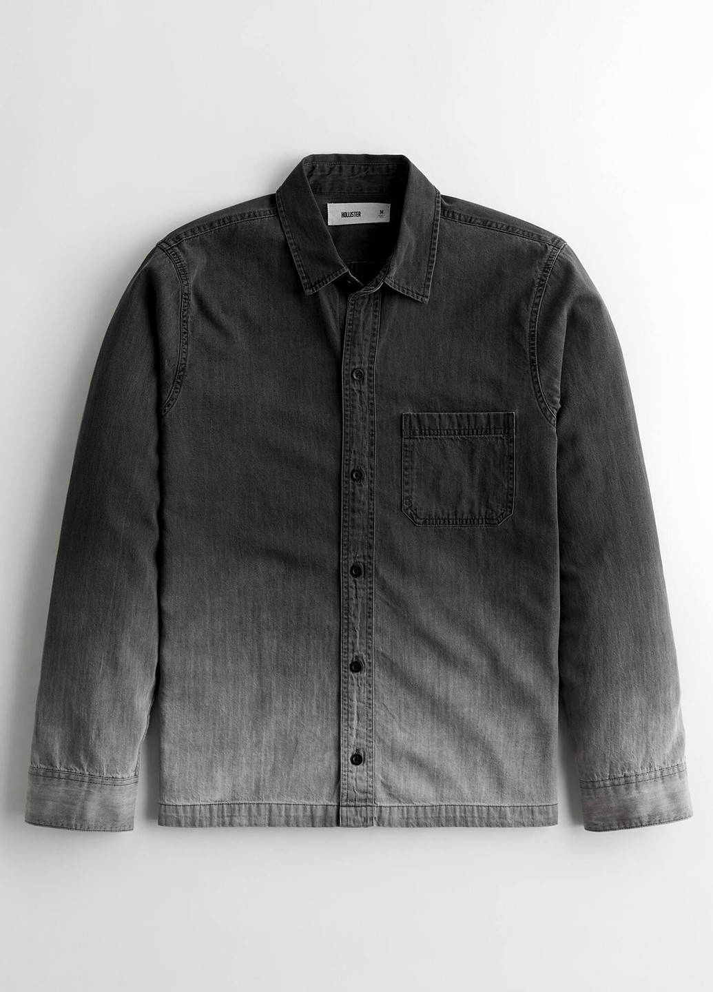 Темно-серая джинсовая рубашка с градиентным узором Hollister
