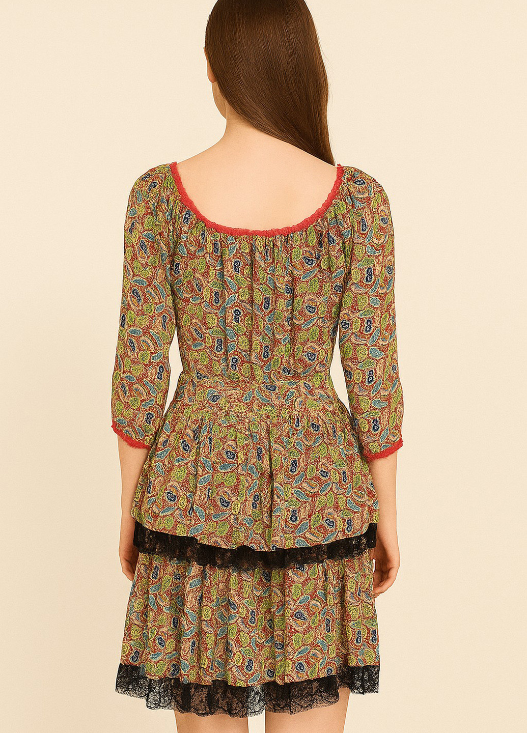 Комбінована кежуал сукня кльош Sassofono з квітковим принтом