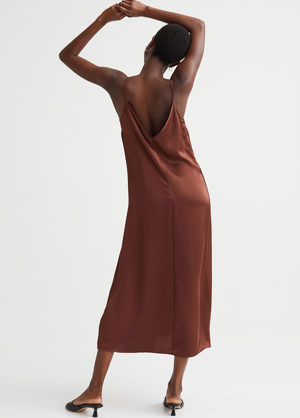 Темно-коричневое кэжуал платье платье-комбинация H&M однотонное