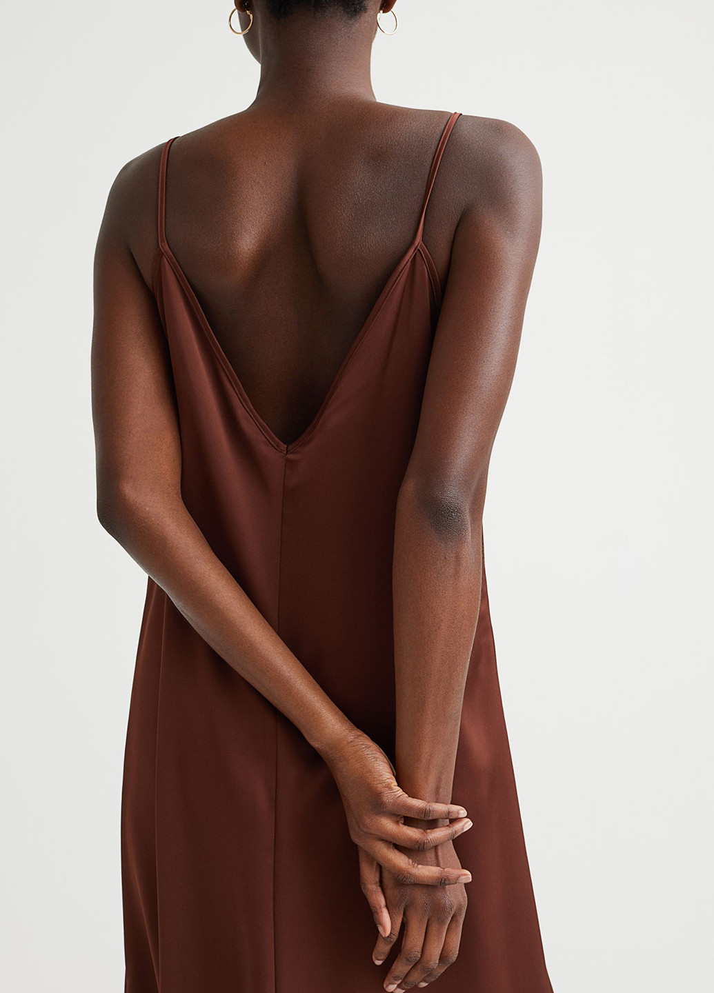 Темно-коричневое кэжуал платье платье-комбинация H&M однотонное