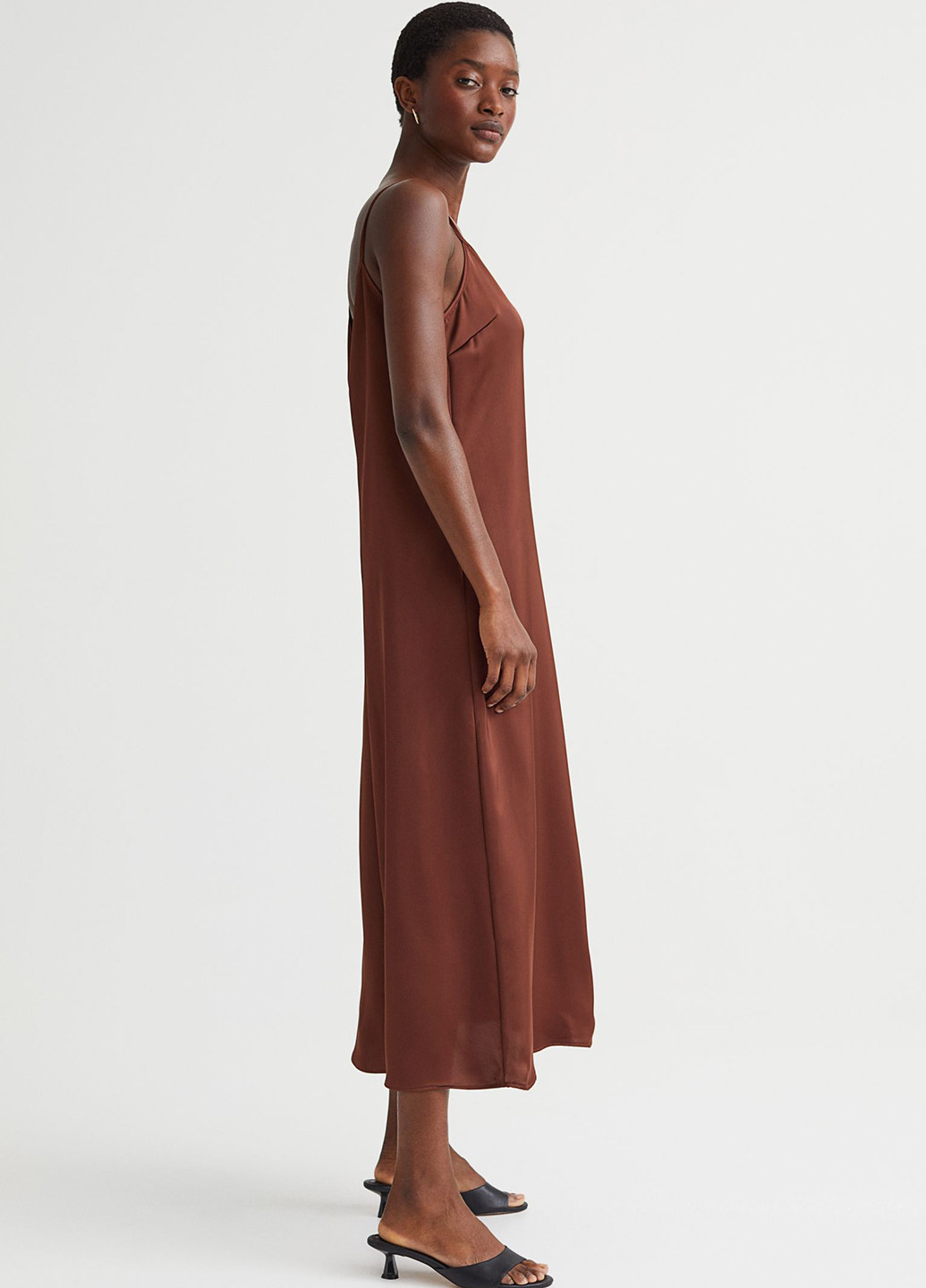 Темно-коричневое кэжуал платье платье-комбинация H&M однотонное