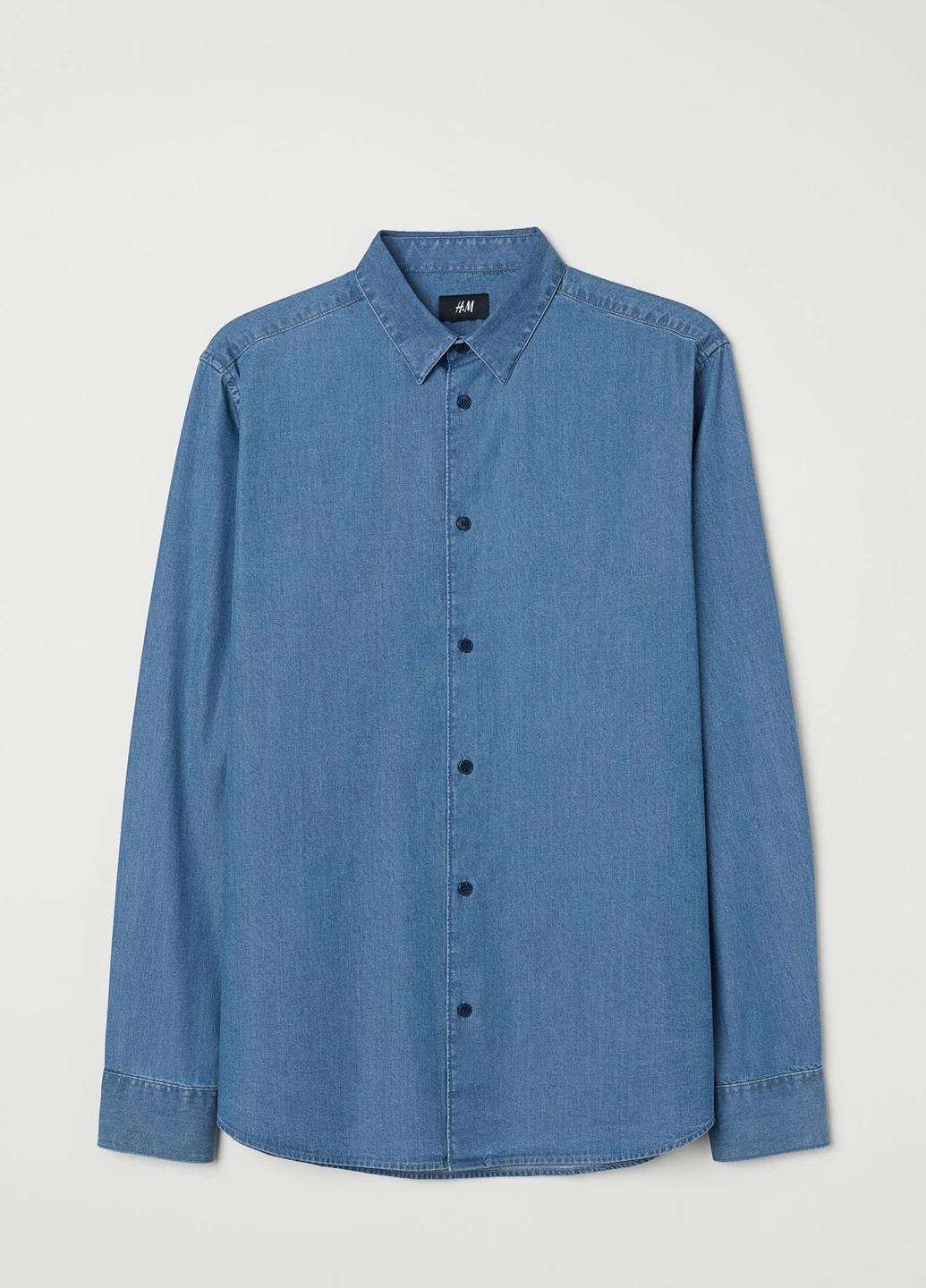 Голубой рубашка однотонная H&M