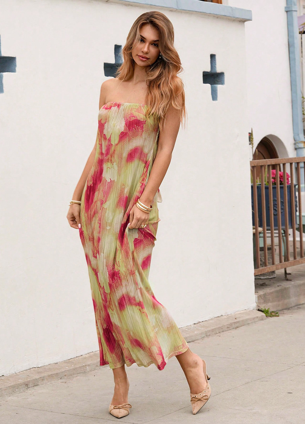 Комбінована вечірня, кежуал сукня з відкритою спиною SHEIN тай-дай